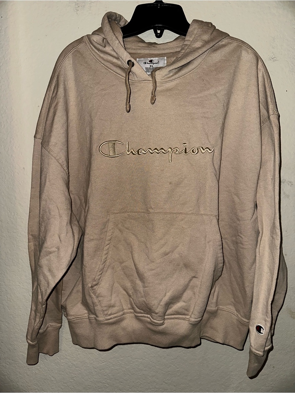 Champion embroidered neutral tan hoodie size XL